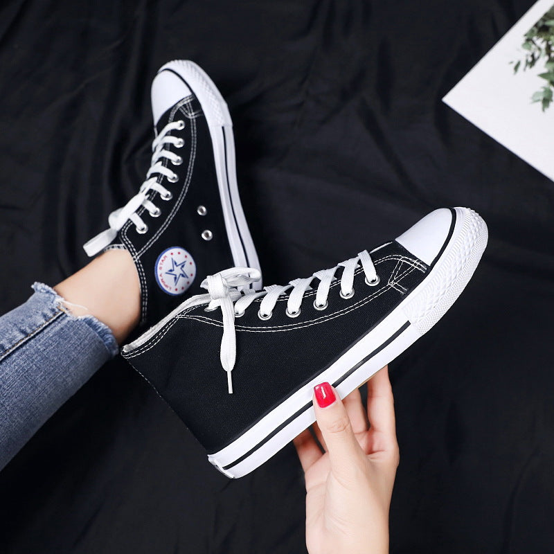 Women’s High Top White Canvas Shoes Casual Breathable