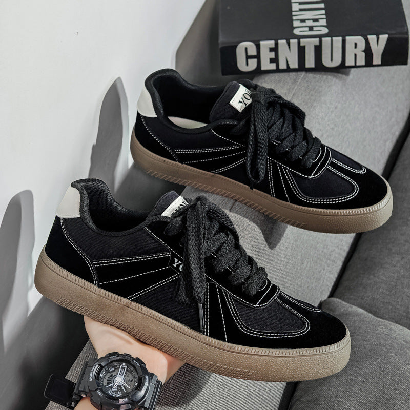 Men’s Thick Sole White Canvas Sneakers German Style 2025