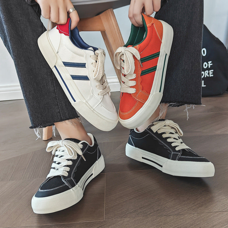 Men’s Retro Orange Canvas Sneakers Casual Couple Shoes