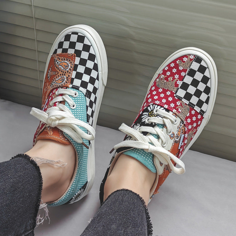 Men’s Color Block Canvas Sneakers Retro Casual Shoes