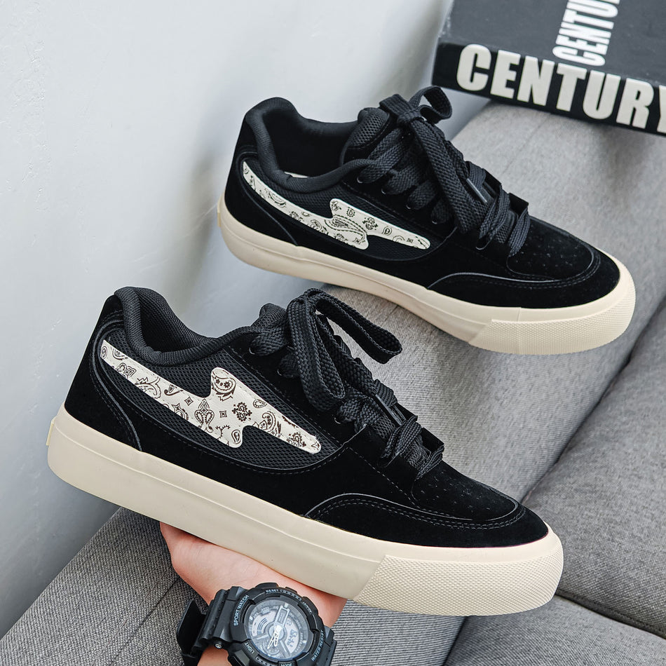 Men’s Thick Sole Canvas Sneakers Paisley Casual Shoes