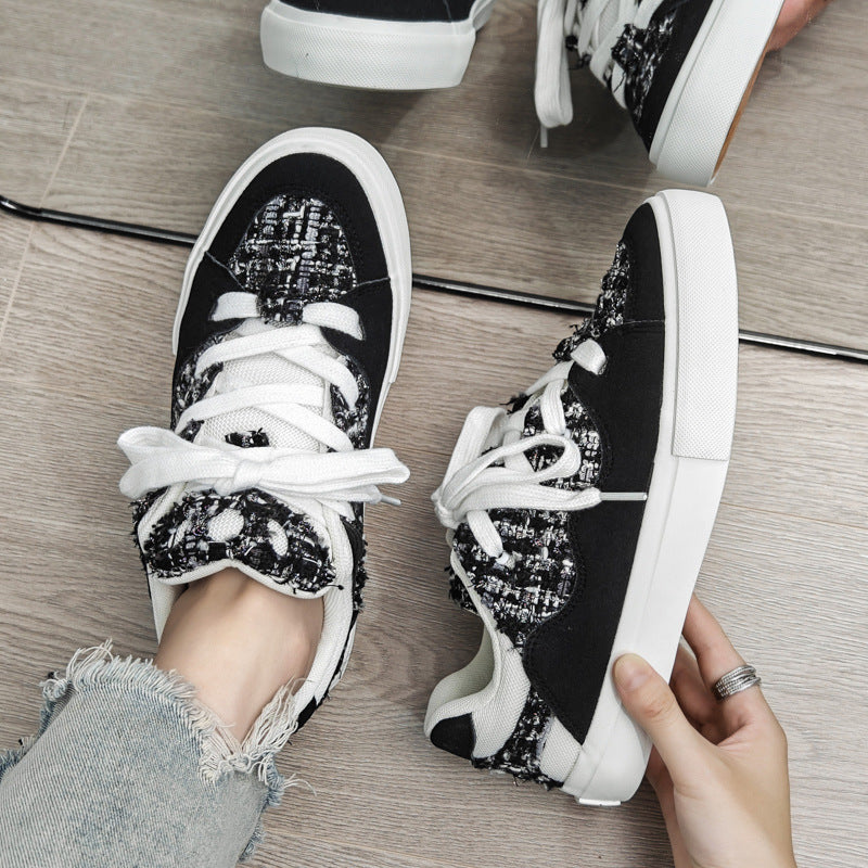 Men’s Black White Canvas Sneakers Casual Skateboard Shoes