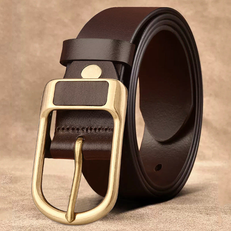 Vintage Genuine Leather Pin Buckle Belt for Men