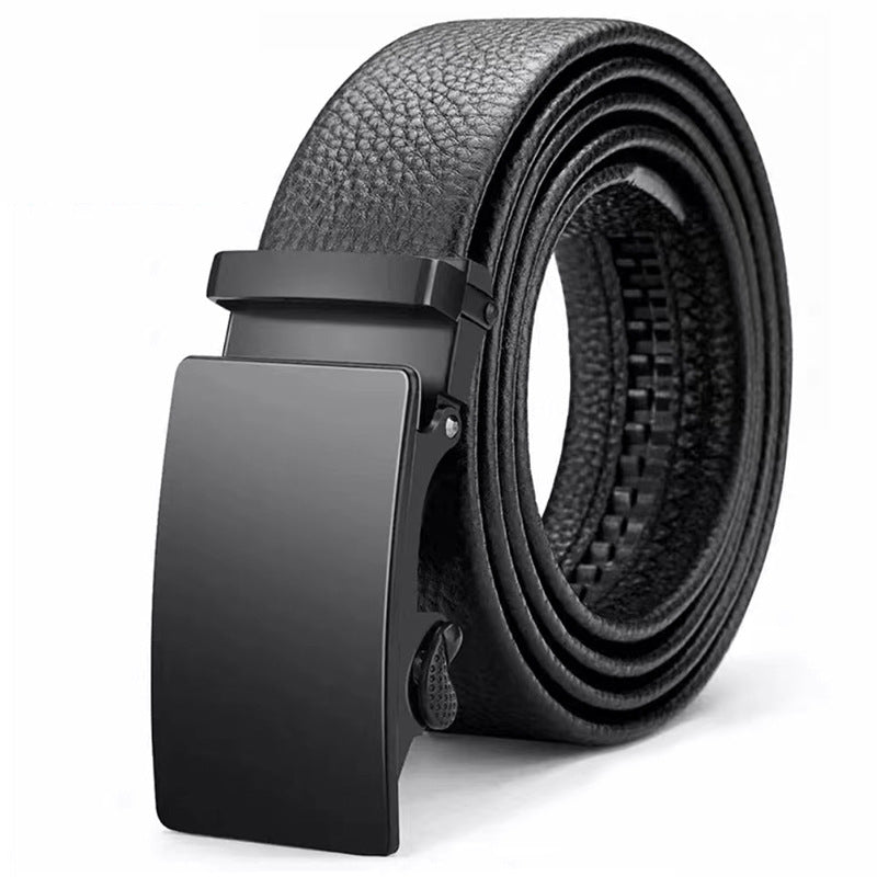 Genuine Leather Auto Buckle Belt for Men – Black