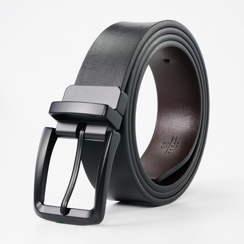 Men’s Reversible Leather Belt – Rotatable Pin Buckle