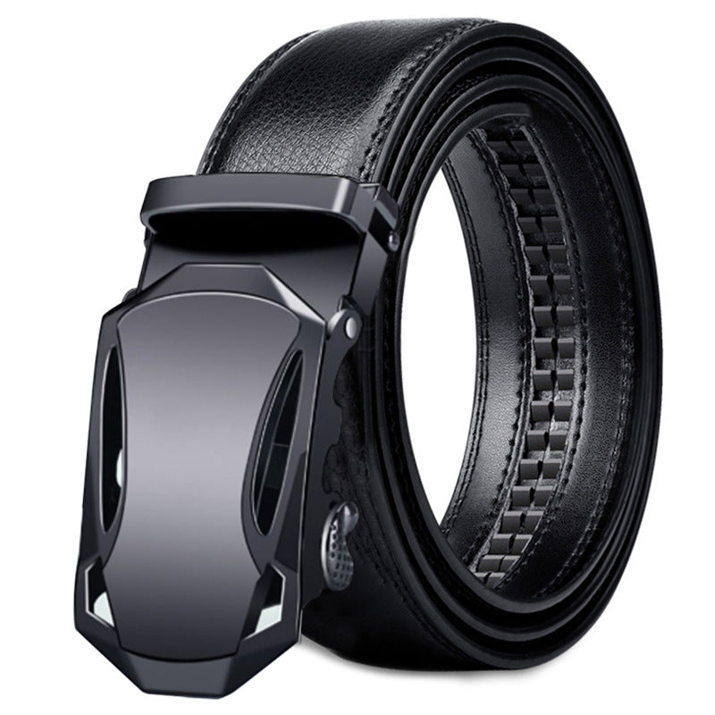 Men’s Black Auto Buckle Leather Belt – Business Casual
