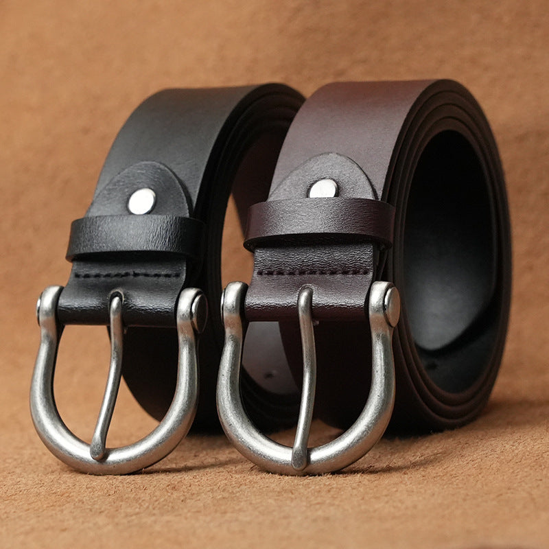 Men’s Retro Leather Pin Buckle Belt – Cowhide Style