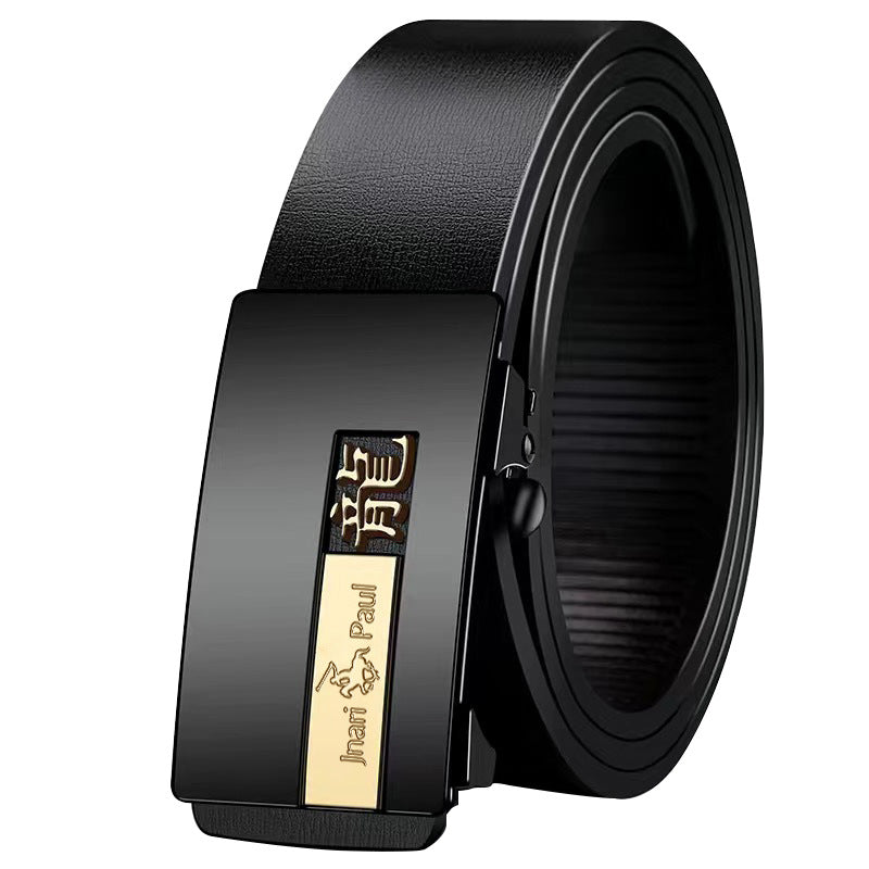 Zodiac Design Men’s Auto Buckle Leather Belt
