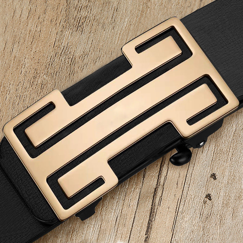 Men’s Fashion Auto Buckle Leather Belt – Trendy Style