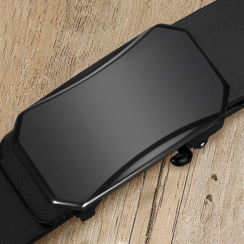 Men’s Black Auto Buckle Leather Belt – Cowhide