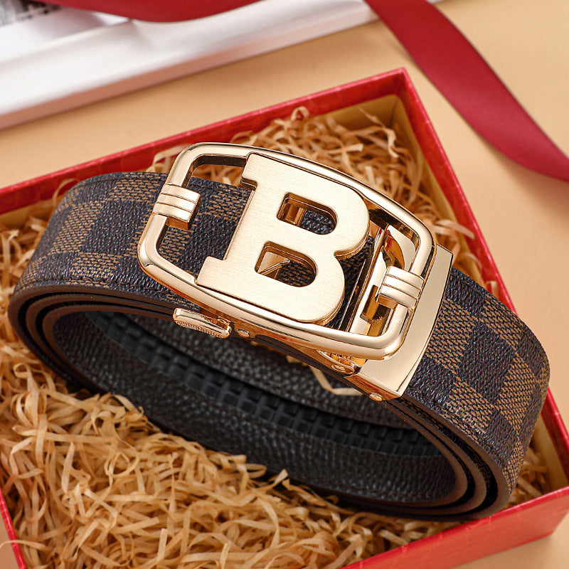 Men’s First Layer Leather Auto Buckle Belt – Casual Style