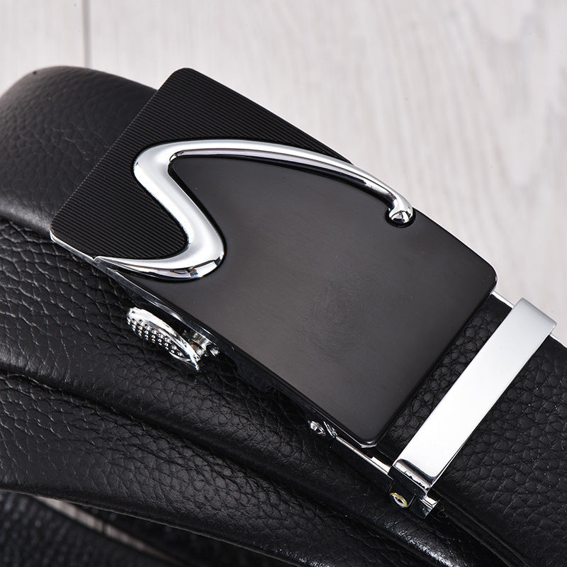 Men’s First Layer Leather Auto Buckle Belt – Business