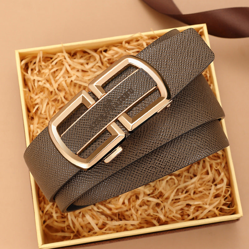 Men’s Auto Buckle Leather Belt – Trendy Casual Style