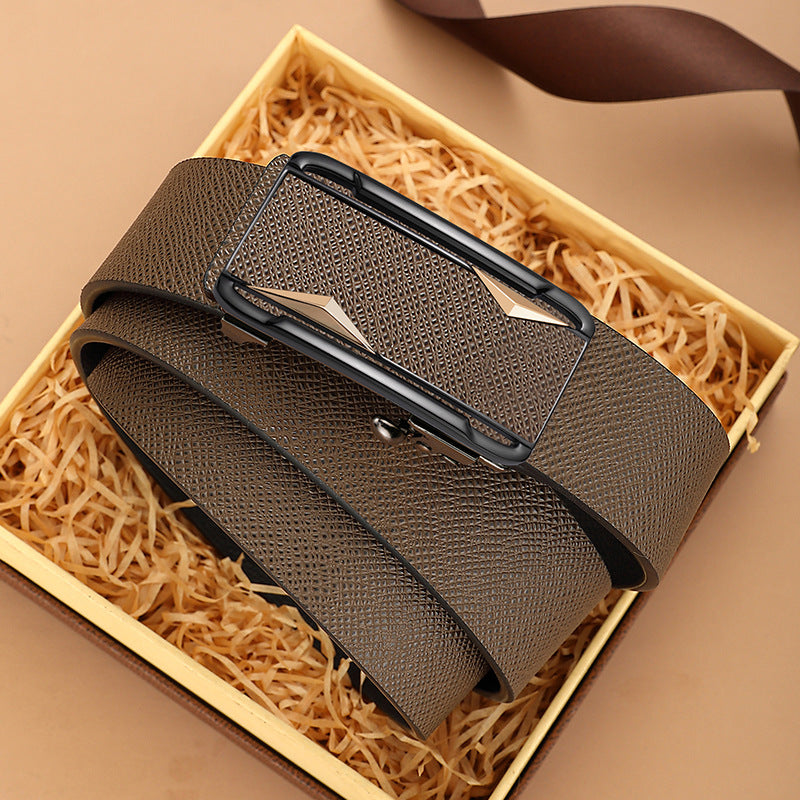 Men’s Leather Auto Buckle Belt – Casual Business Style