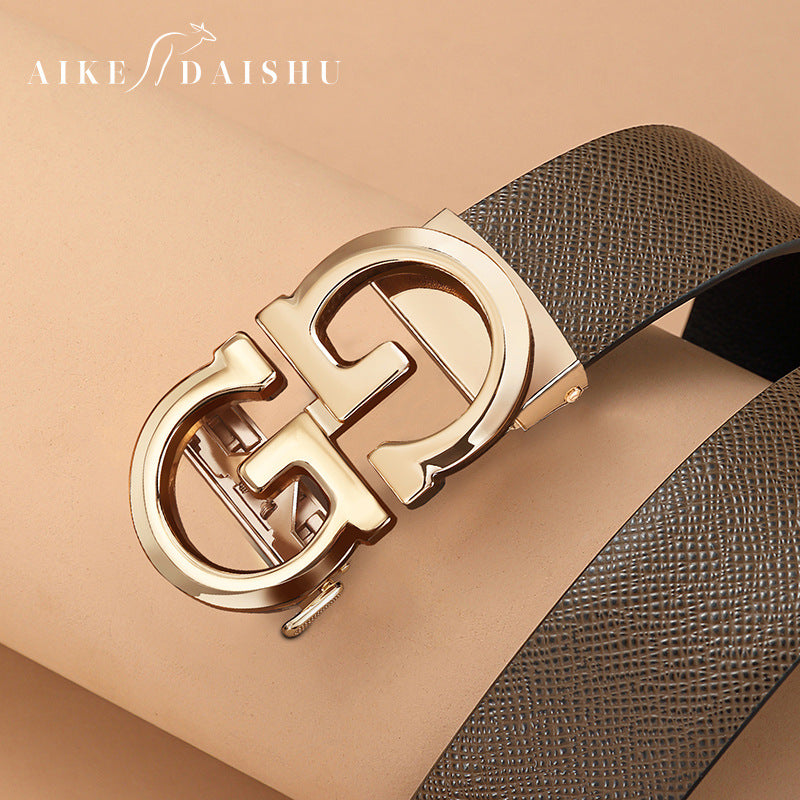 Men’s Automatic Buckle Leather Belt – Casual Business