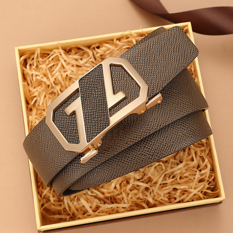Men’s Cowhide Auto Buckle Leather Belt – Fashion Style