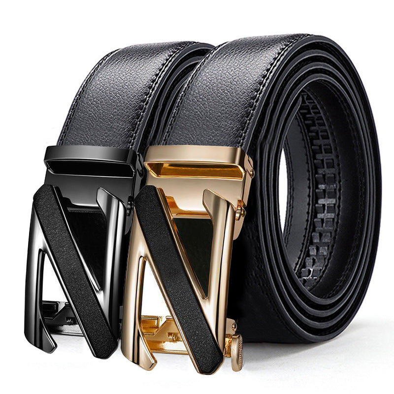 Custom Men’s Leather Auto Buckle Belt – Letter Style