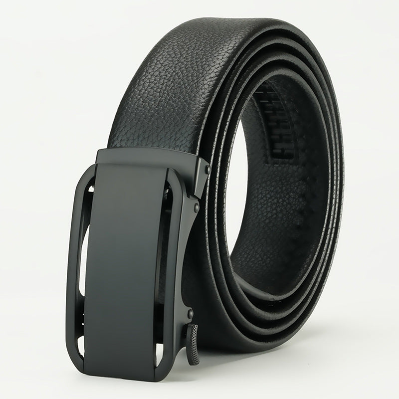 Men’s Trendy Auto Buckle Leather Belt – Casual Style