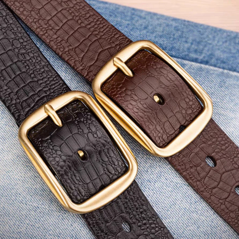 Men’s Crocodile Pattern Leather Pin Buckle Belt
