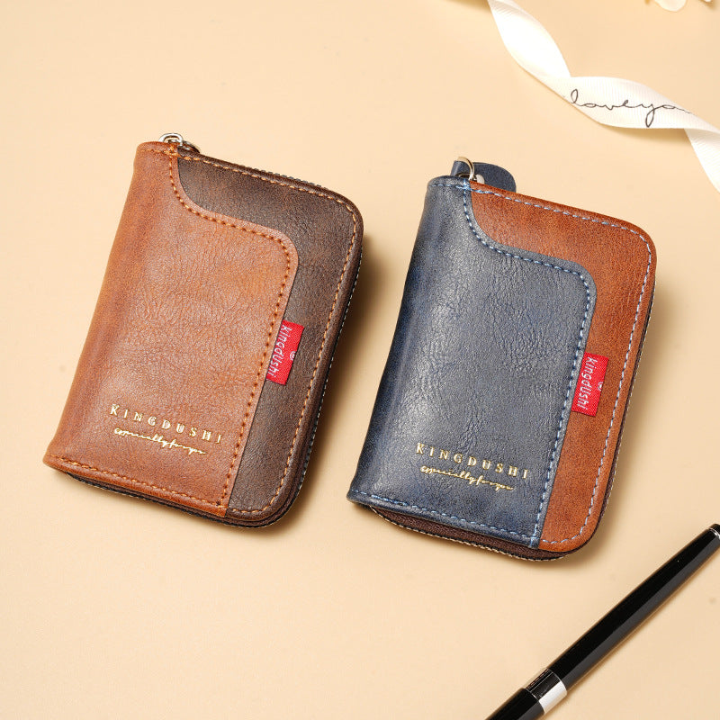 Men’s Wear-Resistant PU Short Wallet Large Capacity