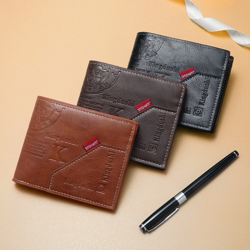 Men’s PU Short Wallet Large Capacity Fashion Design