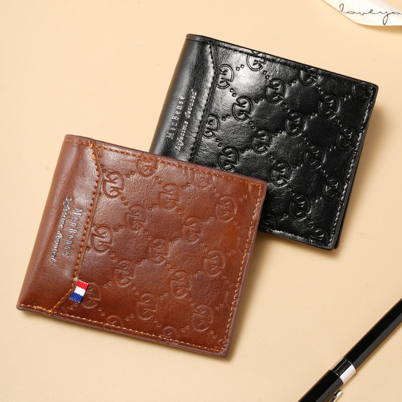 Men’s PU Short Wallet QB16 Large Capacity Minimal Wallet