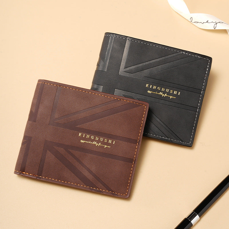 Men’s PU Compact Wallet QB14 Large Capacity Short Wallet