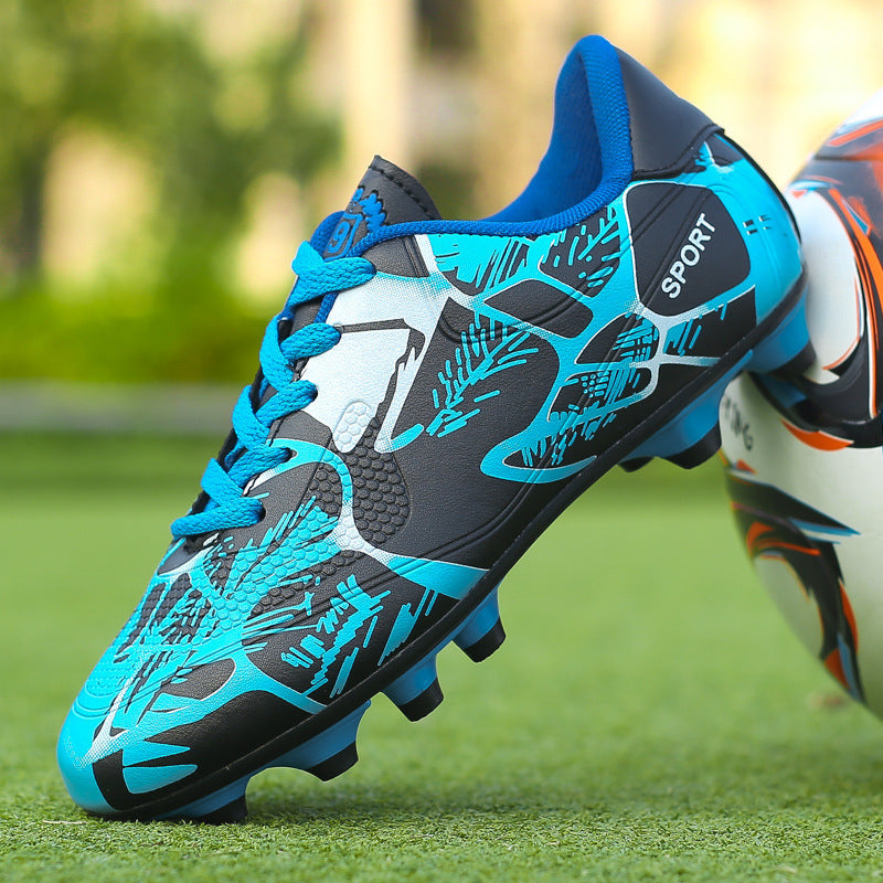 Men’s Leather Football Shoes Low-Top Color-Block Trainers