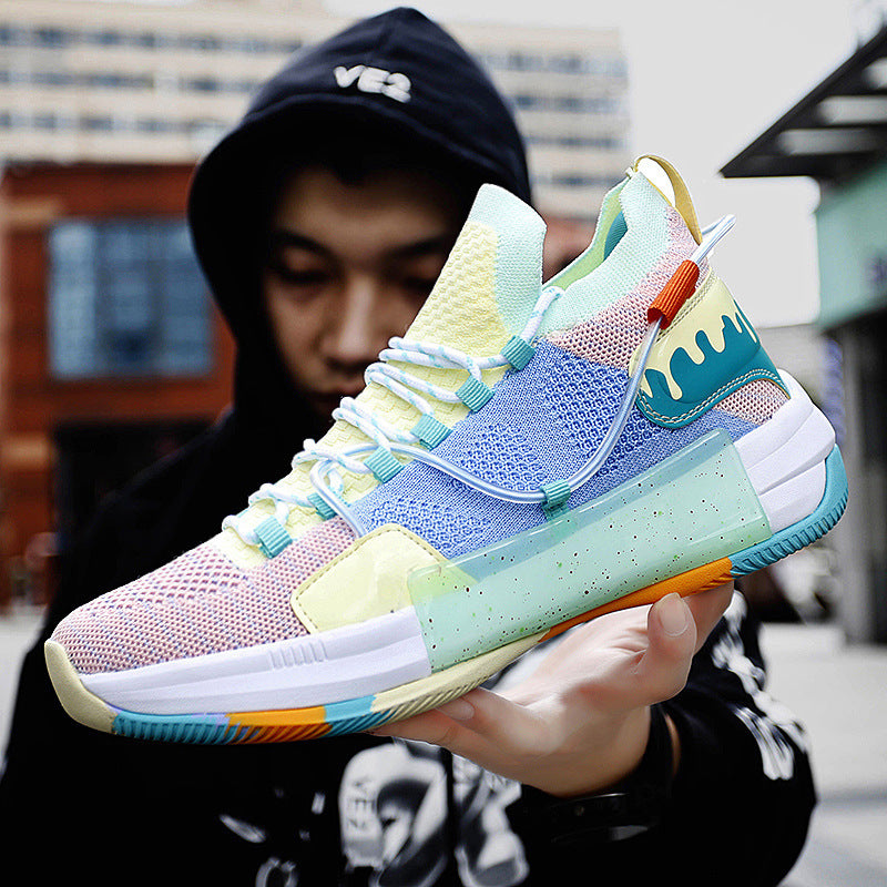 Color-Matching Low-Top Basketball Training Shoes Rubber Sole