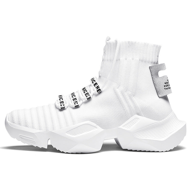 Men’s High-Top Casual Sneakers – Thick Sole Korean Style