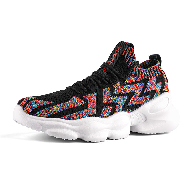 Men’s Thick Sole Flyknit Sock Sneakers – Casual Dad Shoes