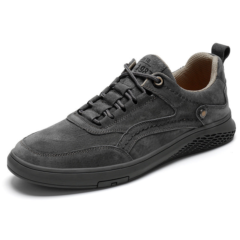 Men’s Low-Top Leather Shoes – British Style Casual Board Shoes