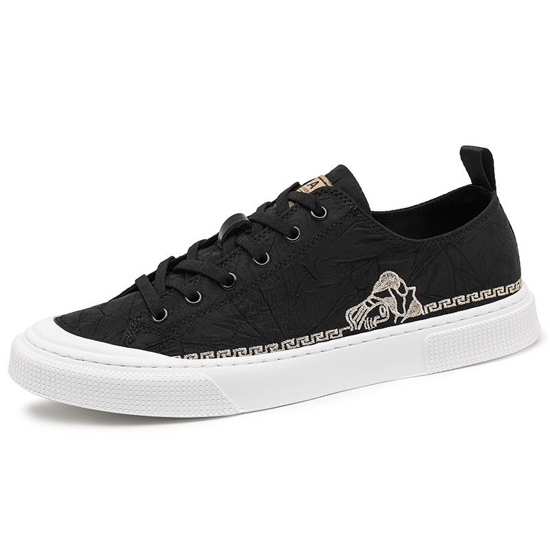 Men’s White Low-Top Sneakers – Korean Business Casual Style