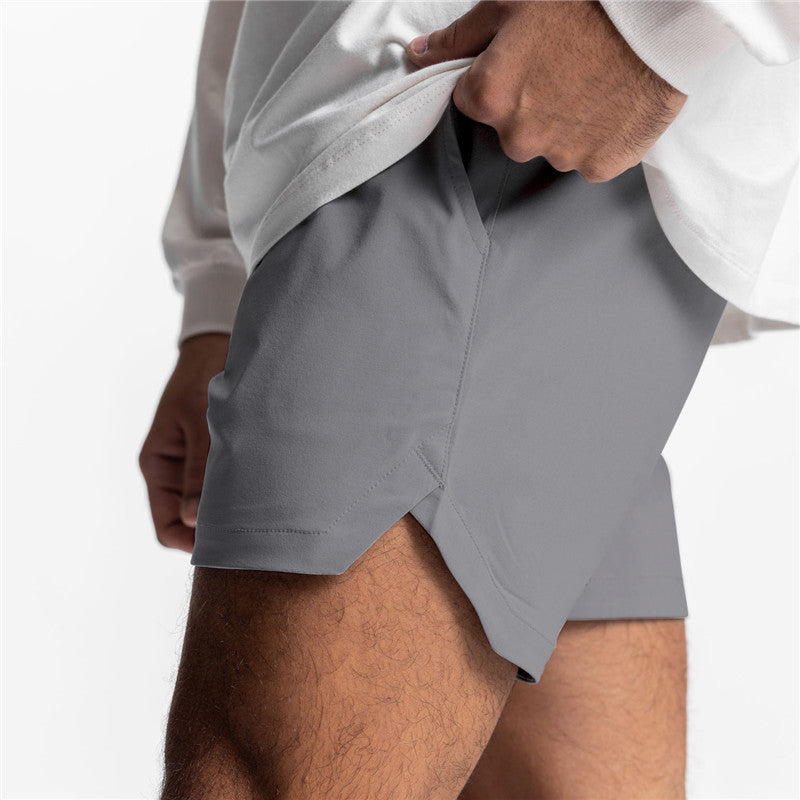 Men's Solid Color "Light Plate" Quick-Dry Fitness and Training Shorts