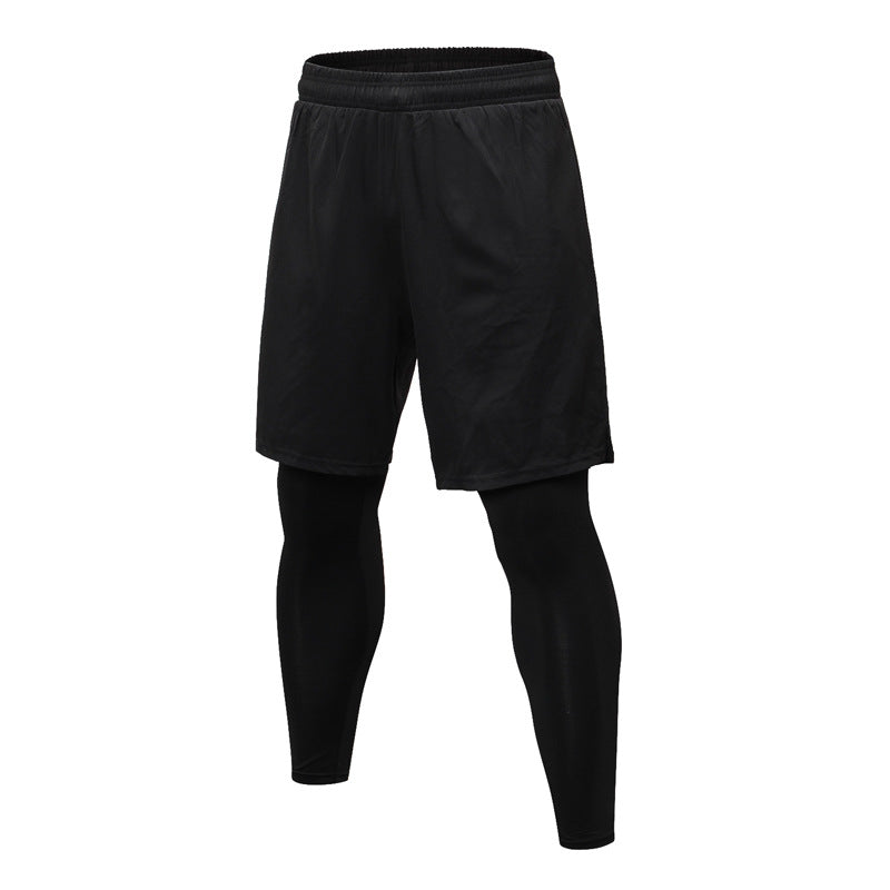 Men's 2-in-1 Compression Training Leggings with Integrated Performance Shorts
