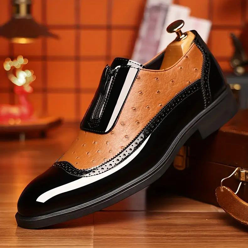 Men’s Ostrich Embossed Leather Chelsea Shoes – Formal