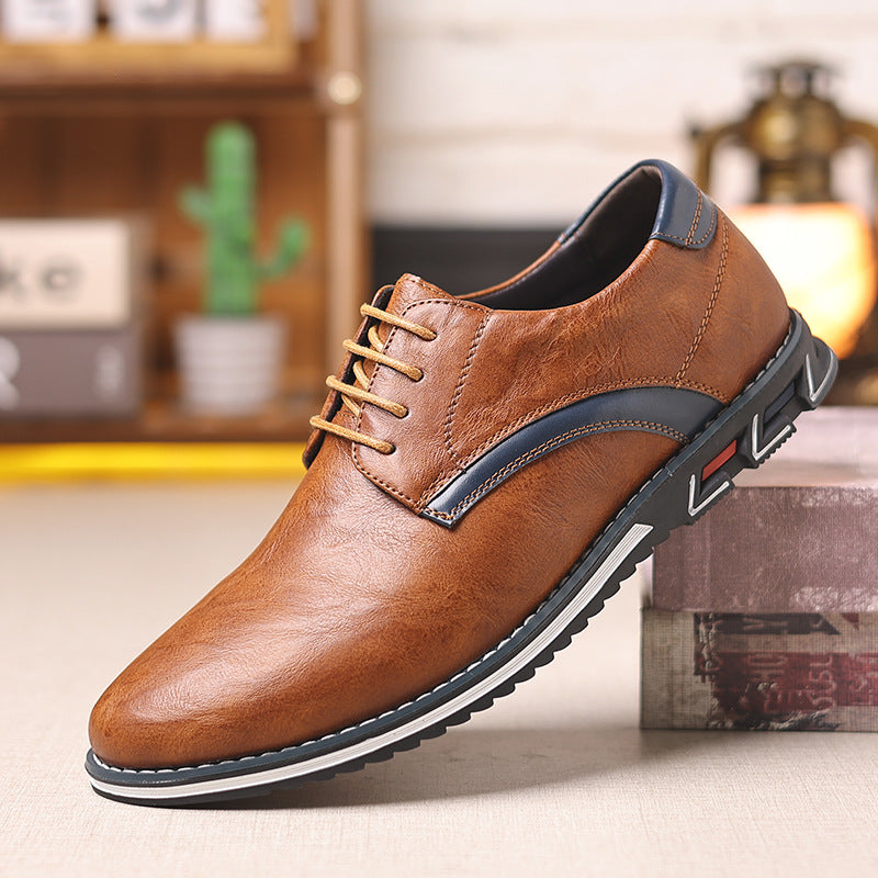 Men’s Lightweight Leather Lace-Up Shoes – All-Season Casual