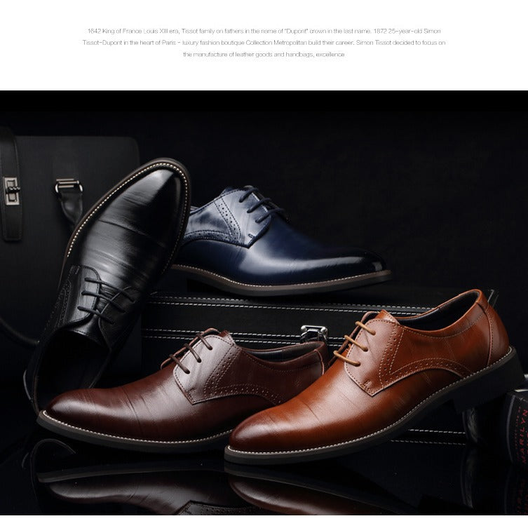 Men’s British Style Pointed Toe Lace-Up Shoes – Formal