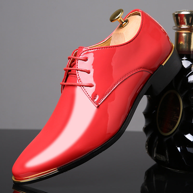 Men’s Bright Leather Lace-Up Shoes – Business Formal Style