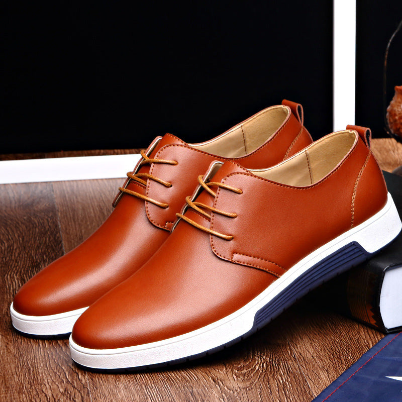 Men’s Leather Lace-Up Slip-On Shoes – Casual Breathable Style
