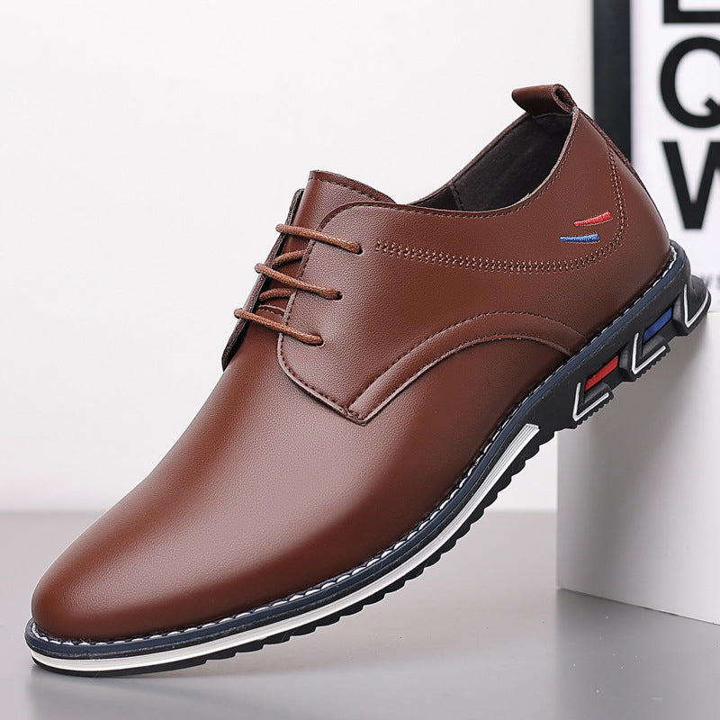 Men’s Lightweight Lace-Up Leather Shoes – Business Casual Large Size