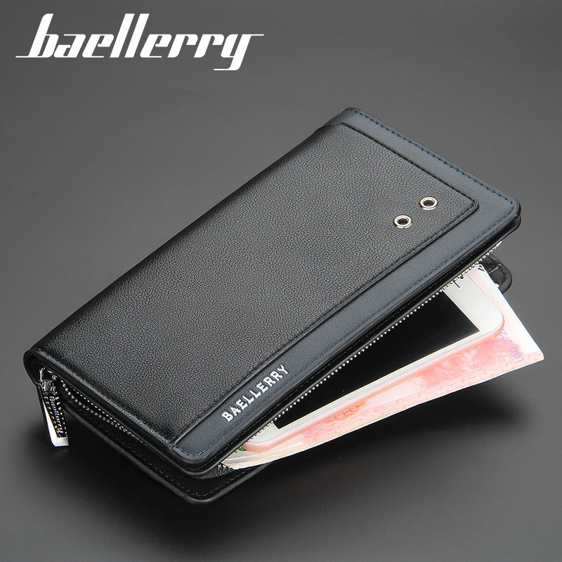 Men’s Baellerry Zipper Long Wallet Clutch – Business Multi-Card Organizer