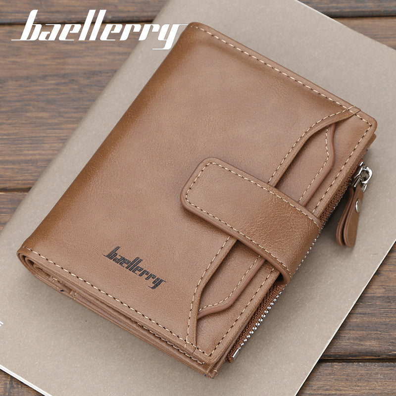 Men’s Baellerry Short Wallet – Multi-Card Zipper Business Holder