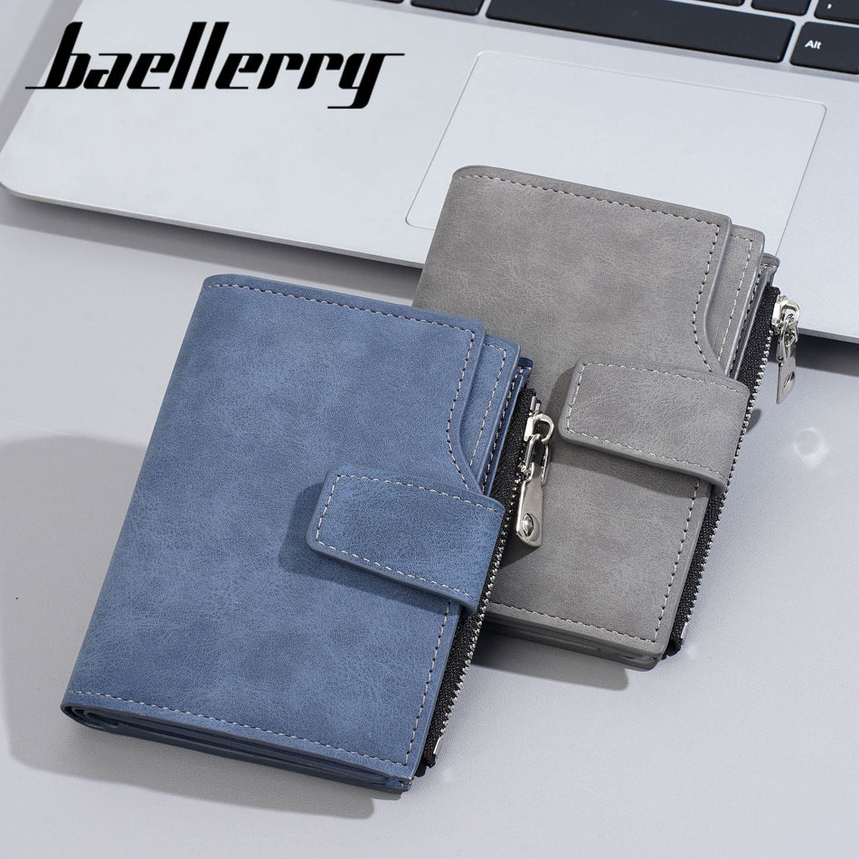 Men’s Baellerry Short Wallet – Vertical Zipper Multi-Card Holder