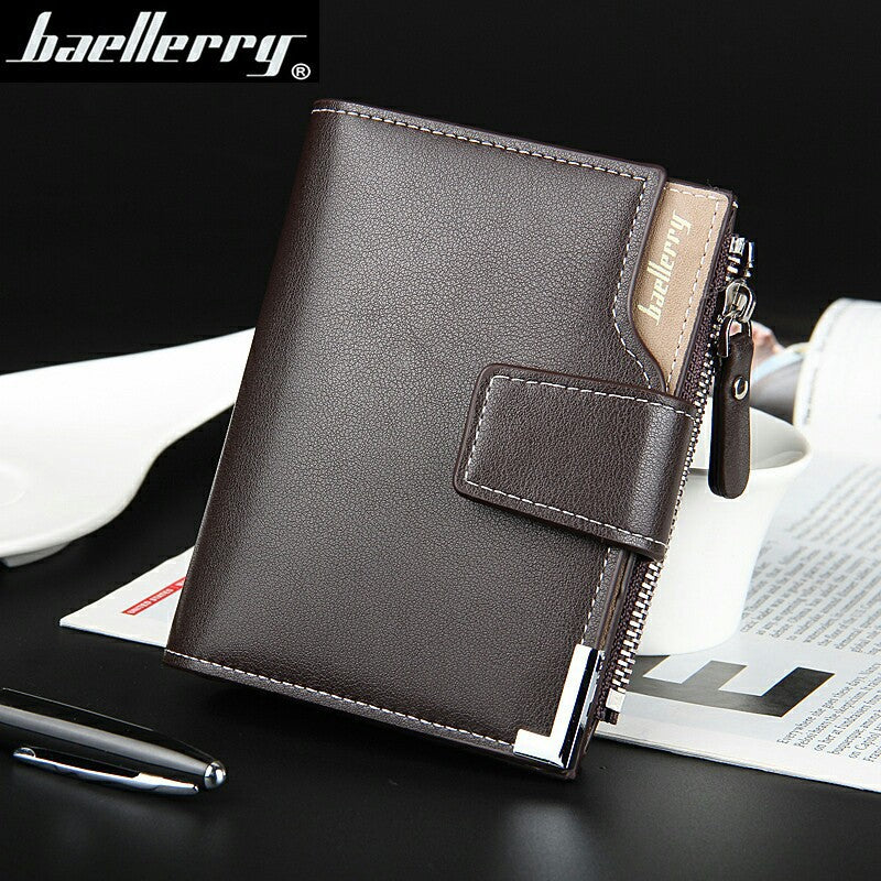 Men’s Baellerry Korean Style Trifold Wallet – Zipper Coin Purse
