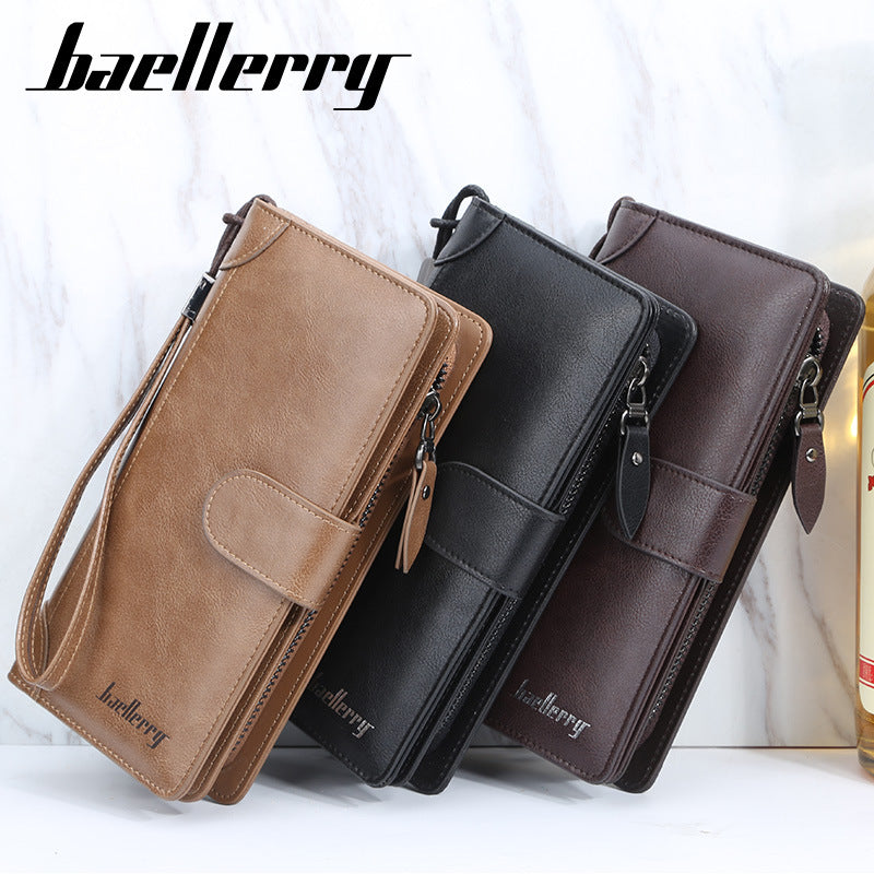 Men’s Baellerry Long Wallet Clutch – Large Capacity Business Zipper