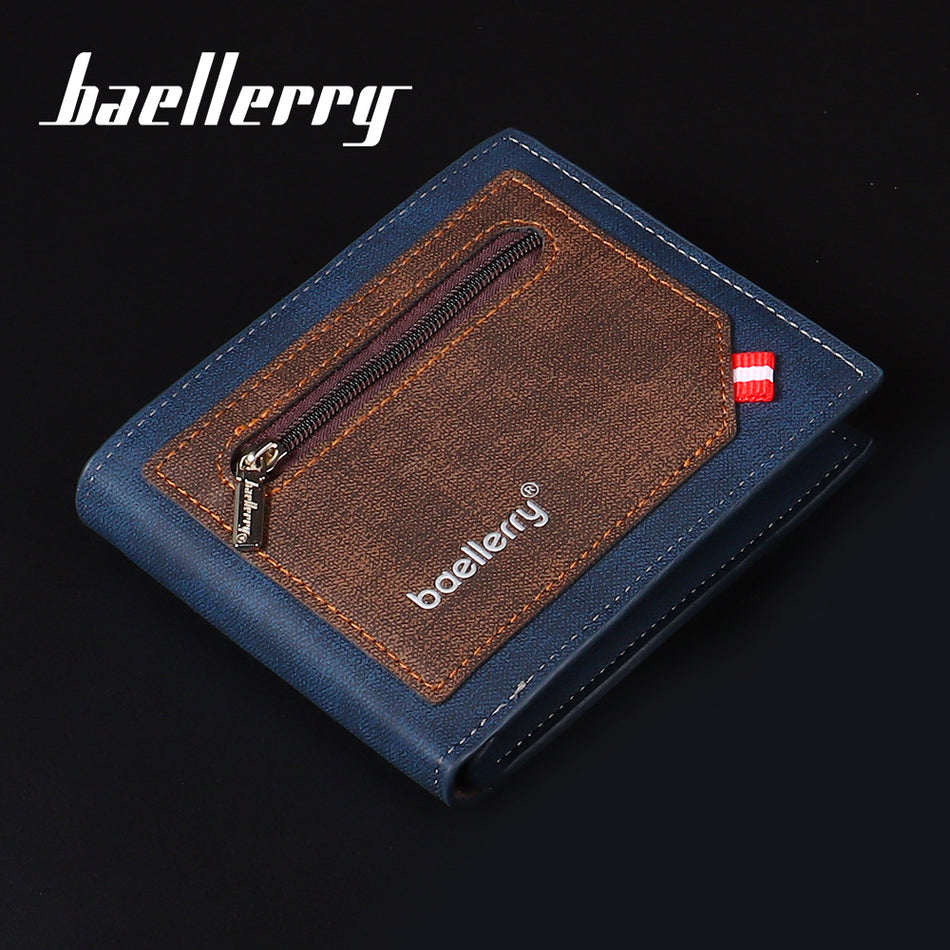 Men’s Baellerry Color Contrast Wallet – Business Multi-Card Zipper