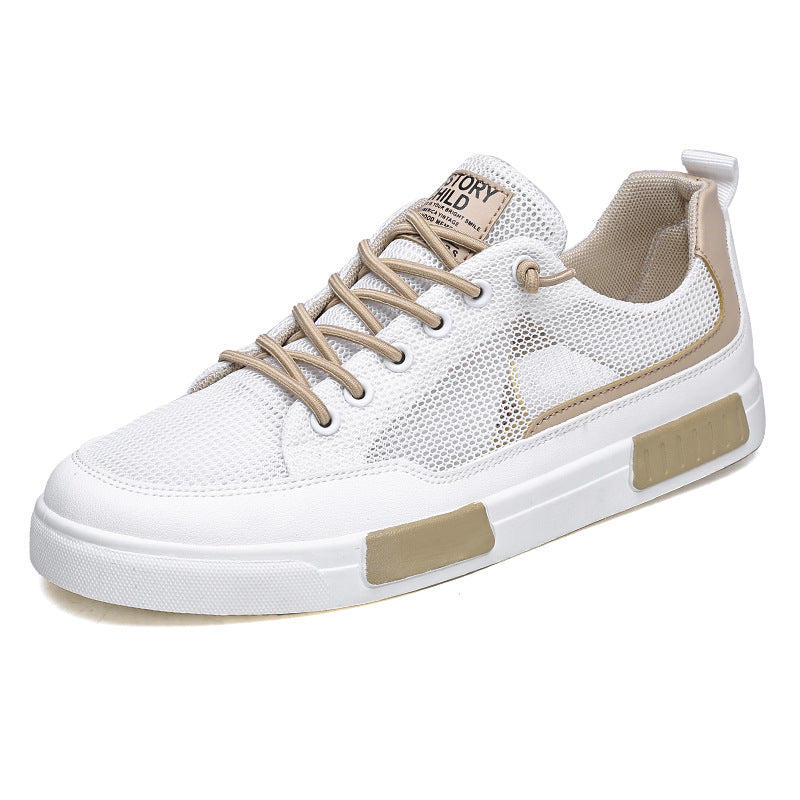 Men’s Slip-On Mesh Breathable Casual White Sneakers