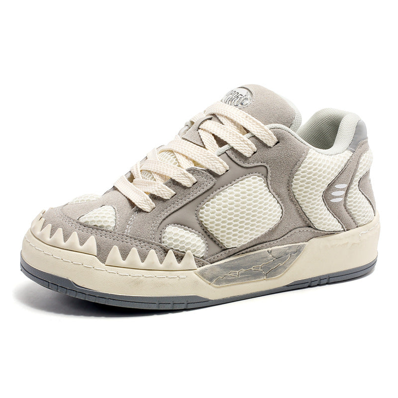 Unisex Korean Platform Low-Top Lace-Up Casual Sneakers
