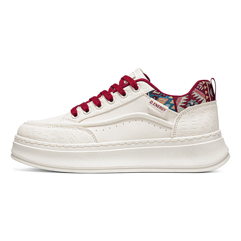 Men’s Korean Style Thick-Soled White Casual Sneakers